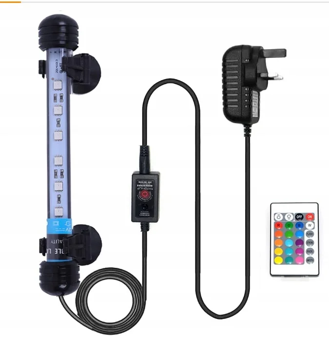 Lampa akwariowa LED VARMHUS 18cm biały+niebieski wtyczka UK + adapter EU Lampa akwariowa LED VARMHUS 18cm biały+niebieski wtyczka UK + adapter EU - VARMHUS Oświetlenie akwarium